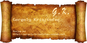 Gergely Krisztofer névjegykártya